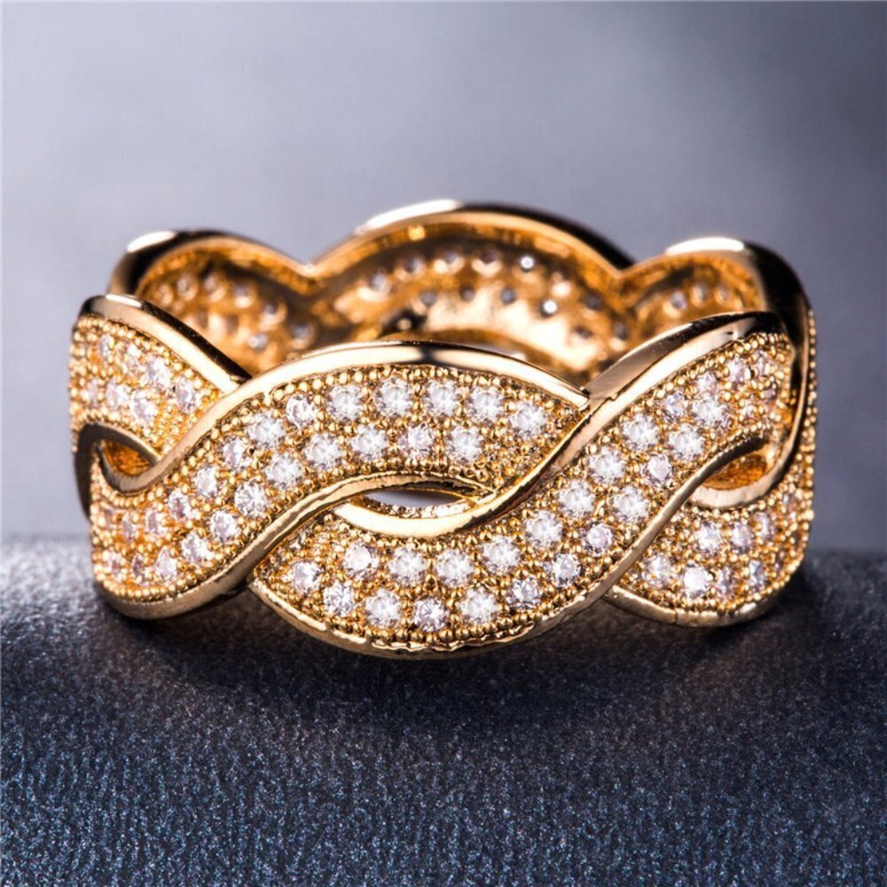 🔥Crystal Zircon 18K Yellow Gold Plated Diamond Ring for Women, UNVN12354